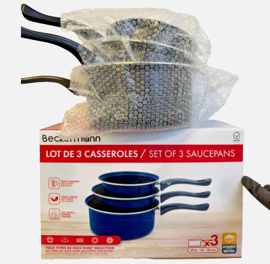 Beckermann (German) 3pc Saucepan Set Non-Stick Pots Induction, Gas, Electric All Super Maxx®