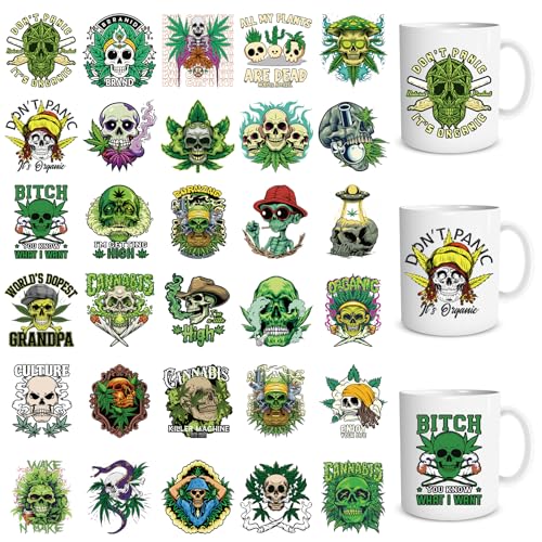 Shejdgart UV DTF Cup Wrap - 30 Pcs Weed Plant UV DTF...