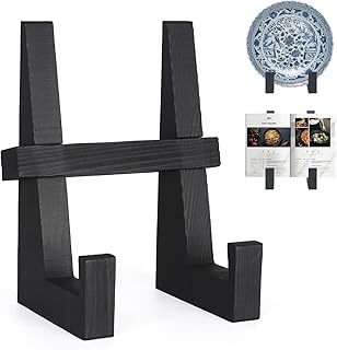 DEBETOOL Wooden Plate Stand for Display - 8.8 Inch Wooden Picture Frame Holder Decorative Tabletop Easel for Plates, Photos, Recipes | Solid Wood Durable & Space-Saving Design