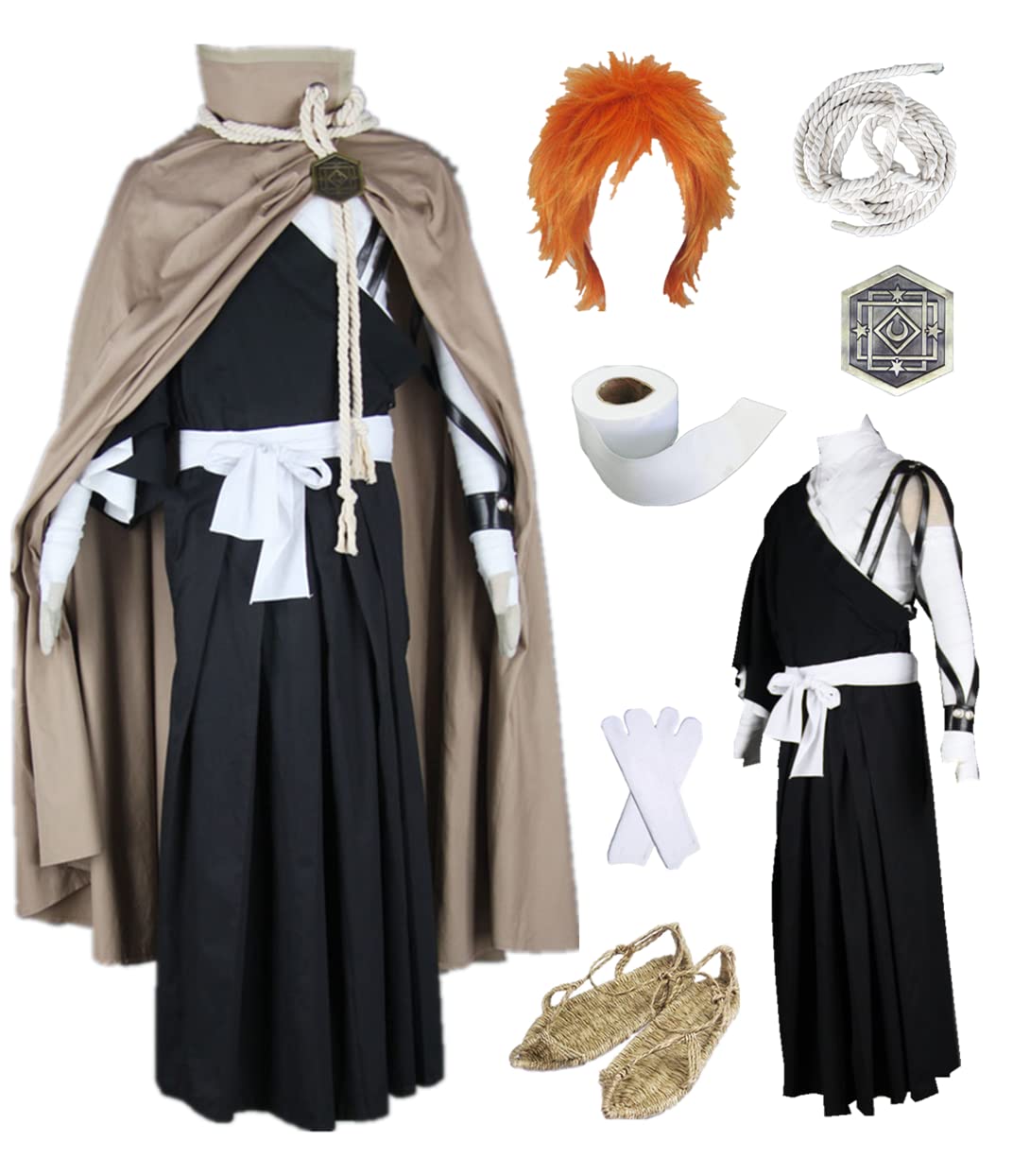 Taglia USA Anime Kurosaki Ichigo Cosplay Costumi Lungo Mantello kimono vestito