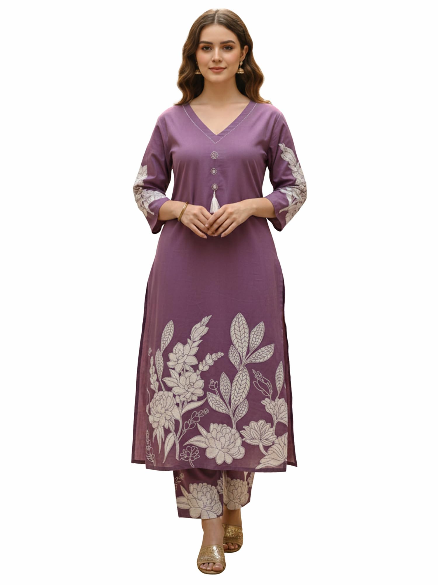 Women's Pure Cotton Floral Printed Straight Kurta & Pant Set (IEAI12023)-image-20