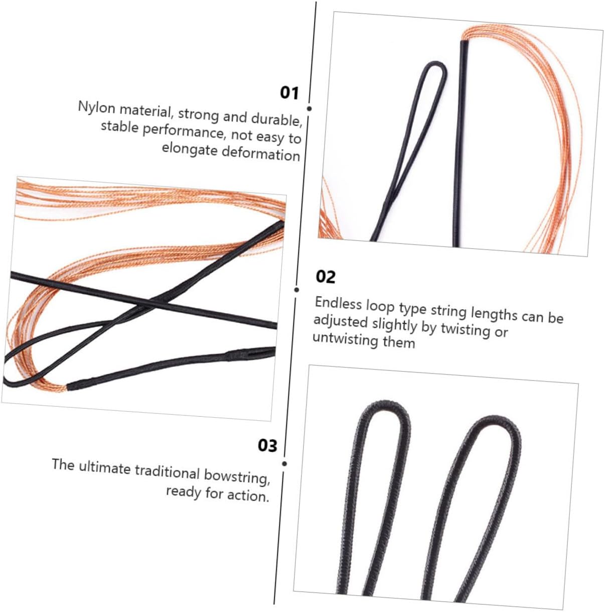Kisangel 3pcs Strand Bowstring Tool for Traditional Archery Easy Install and Wear-Resistant Compatible Bows for Hunting and Precision Shooting