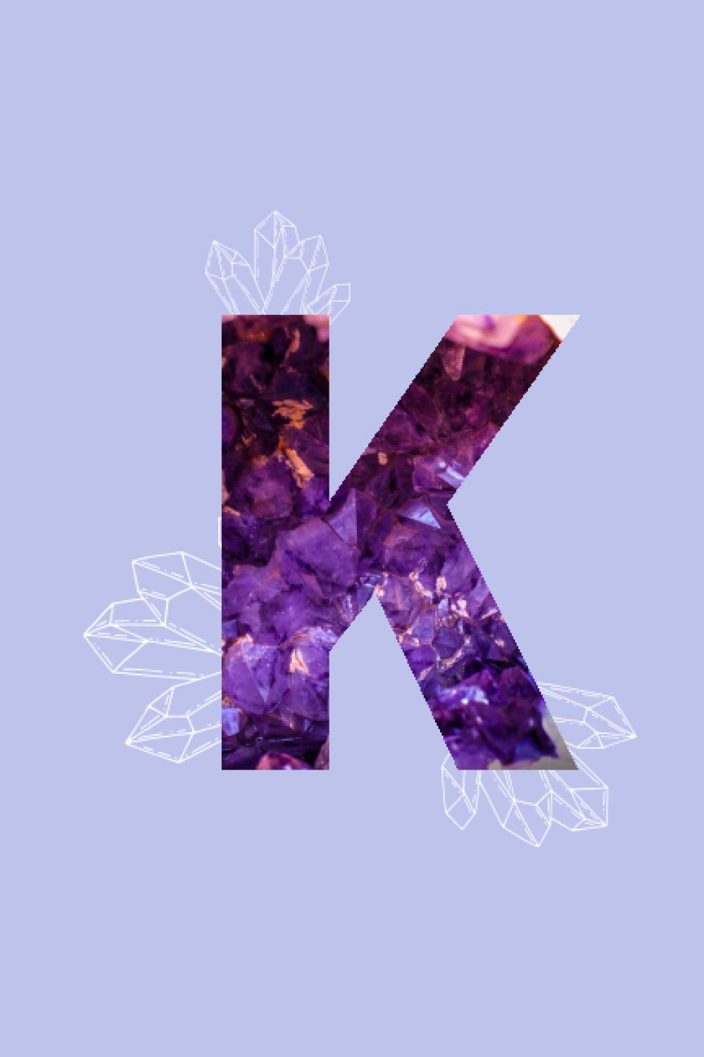 Amethyst Alphabet Letter ‘K’ Notebook: Purple Monogrammed Gemstone Crystal Notebook ; 6" x 9" inches white lined Journal Pages (Amethyst Alphabet Notebooks)