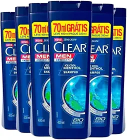 Kit Shampoo Clear AntiCaspa Ice Cool Menthol Leve 400ml Pague 330ml 6 Unidades