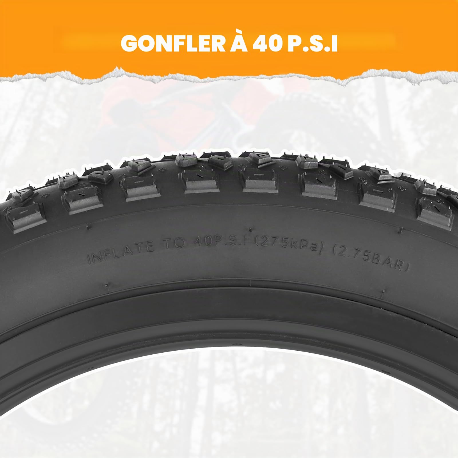 Pneu de vélo 20 x 3,0" Fat E-Bike – Tires 75-406 avec profil antidérapant pour vélos électriques (2 pneus noirs (pneus sans chambre à air uniquement), 20 x 3,0 pouces