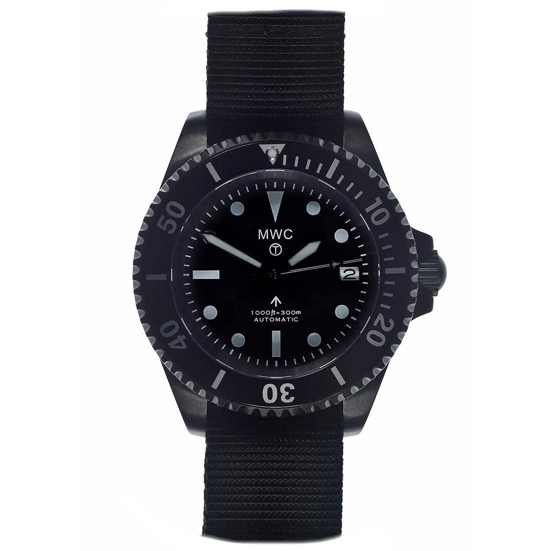 MWC Montre Automatique Vintage Militaire 1982 - Boîtier Acier Noir PVD, 300m Résistance, Mouvement Quartz
