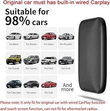 Wireless CarPlay Adapter Convert Android Auto AI Box Built-in YouTube/Netflix APP 5G WiFi Support TF Card for Car with OEM Wired CarPlay