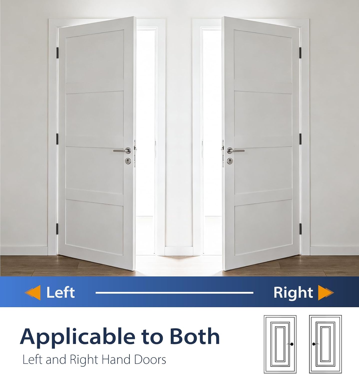 4-Pack Self Closing Door Hinges, 4 Inch Spring Loaded Hinges with Square & 5/8'' Radius Corners, Adjustable Tension for Exterior,Garage, Front Back Door,Left Right Hand Door,UL Listed,Black