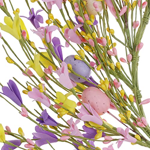 Llzll 20 Inch Easter Wreath,Artificial With Colorful Jasmine And Easter Eggs For Front Door Easter Home Decorations #TOP2