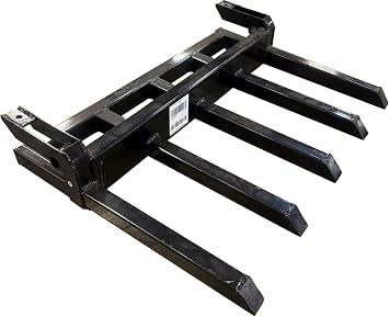 Clamp on Debris Forks, Heavy Duty 5 Fork Tines Clamp-on Pallet Attachments with 5500 LBS Capacity Fit for Tractor Bucket, Skid Steer Loader