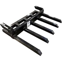 Clamp on Debris Forks, Heavy Duty 5 Fork Tines Clamp-on Pallet Attachments with 5500 LBS Capacity Fit for Tractor Bucket, Skid Steer Loader