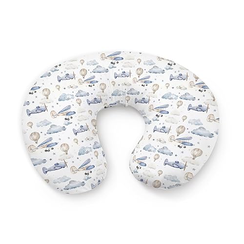 Funda de almohada de lactancia con diseño de estrella de nube de avión, unisex, tema de transporte de globo aerostático, funda de almohada extraíble