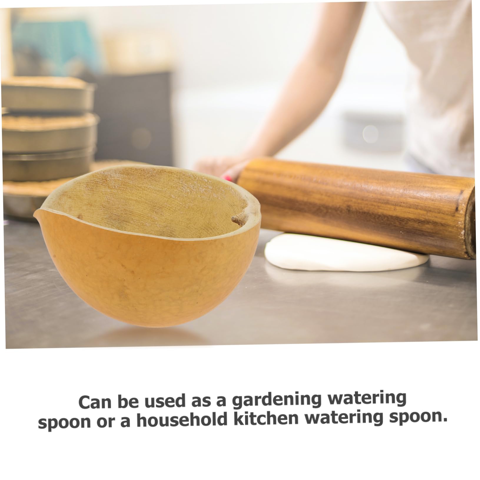 Garneck 3pcs Natural Gourd Water Scoop Multifunctional Kitchen Ladle Comfortable Handle Capacity Practical Household Tool for Water and Soup Serving Yellow