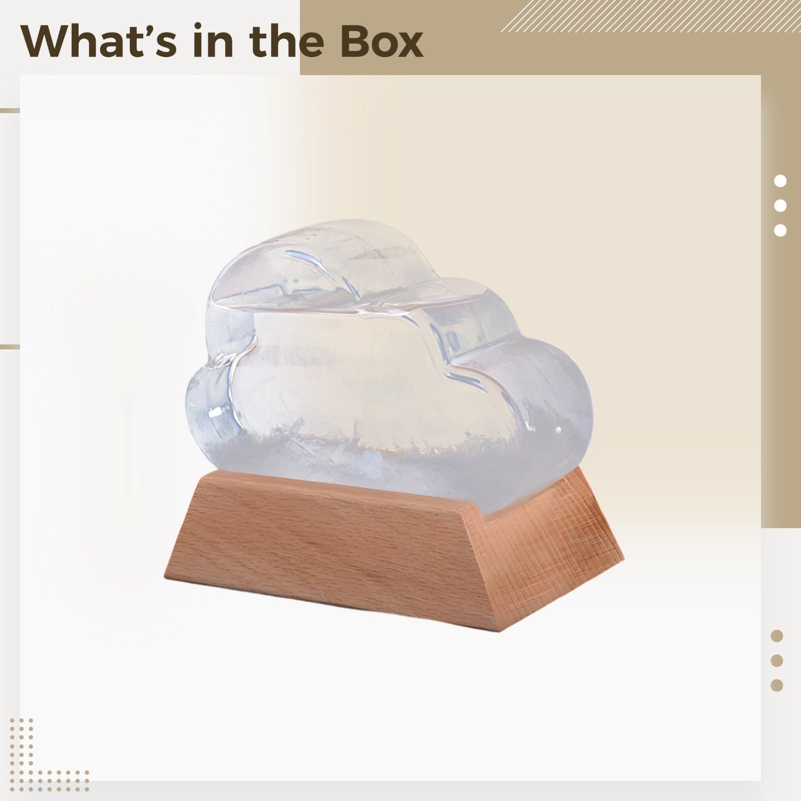 Cloud Storm Glass Wettervorhersageglas, dekorative Wetterstation, Desktop-Deko, originelles Geschenk für Wetterliebhaber, klares Glas mit Holzsockel