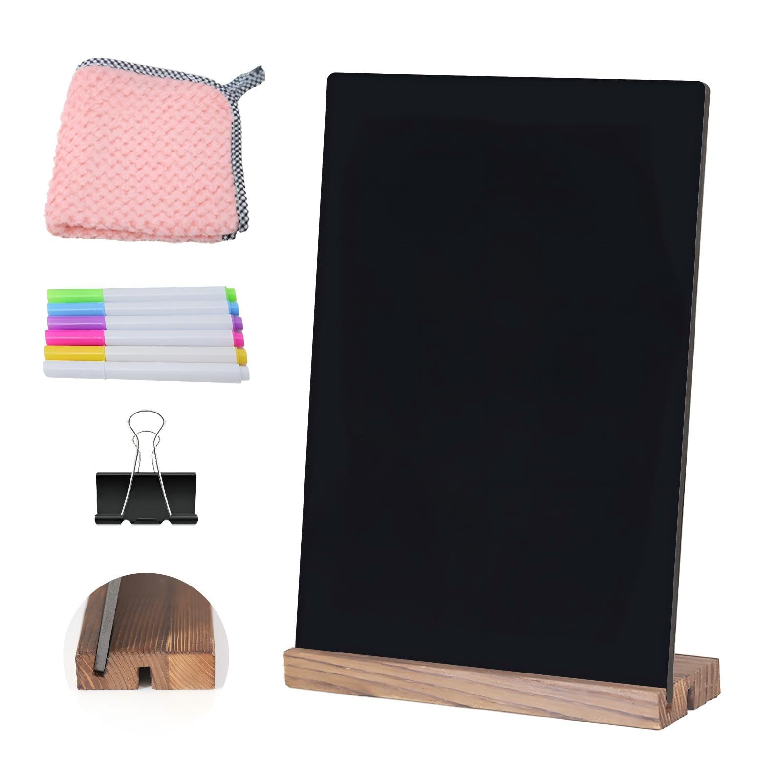 8.6x11.7 Chalkboard Signs with Base for Tabletop Decor Double Sided, Mini Chalkboard for Restaurant Food Menu, Message Board, Wedding Party (1 Pack, L