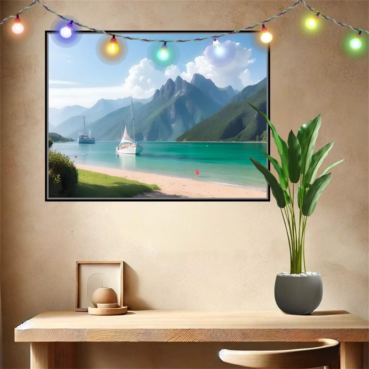 Kits de Peinture Par Numéro Bateau, Ruisseau,DIY Dessin de Pigment Acrylique pour Adultes Enfants Débutants,Loisir Creatif Kits de Toile Peinture à l'huile pour Décoration Maison Cadeau 90x120cm