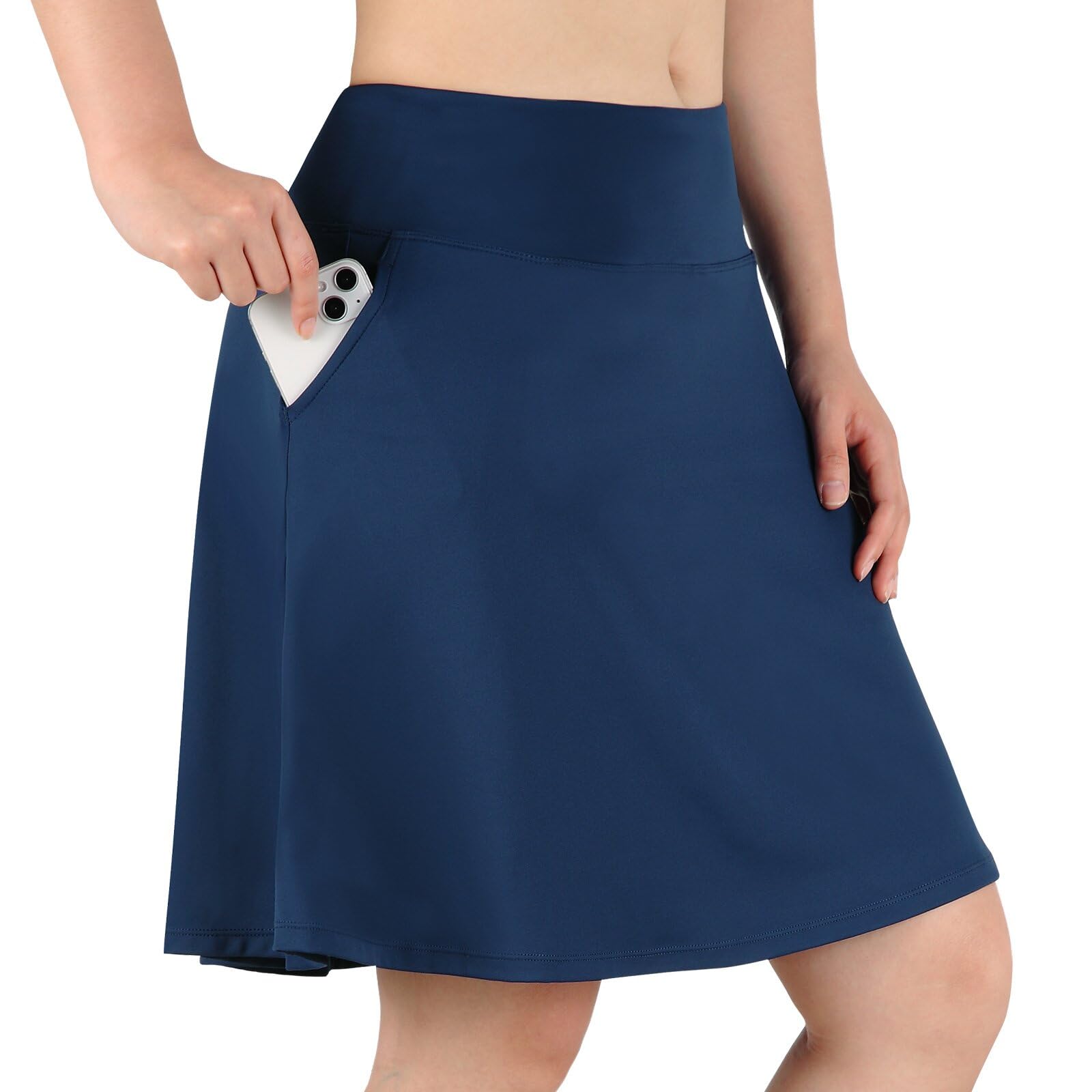 Photo 1 of beroy Women's 20" Knee Length Skorts Skirts Athletic Golf Skorts Casual Tennis Skirt with Pockets, Navy 3XL