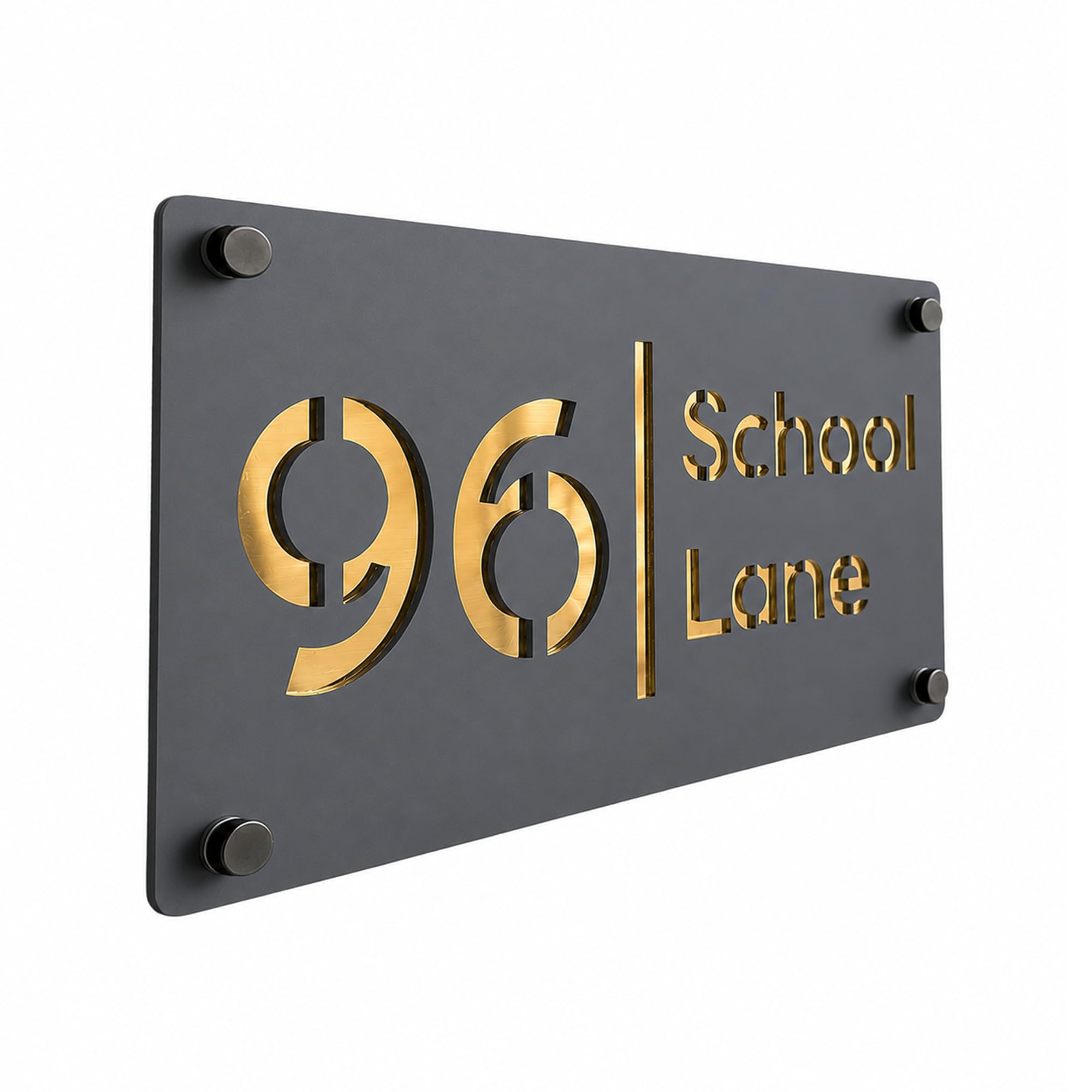 Housics 3D Acrylic House Number Sign, Mirror Door Plaque, Gold, 200x130mm
