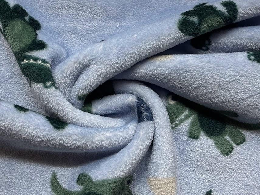 Super Soft Cuddle Fleece Reversible Fabric Material Croco and Stripe Dusty Blue 1MTR