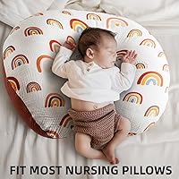 Vista 6 de Paquete de 2 fundas de almohada de lactancia de muselina 100% algodón, bohemias, neutrales, elásticas, extraíbles para bebés, almohadas