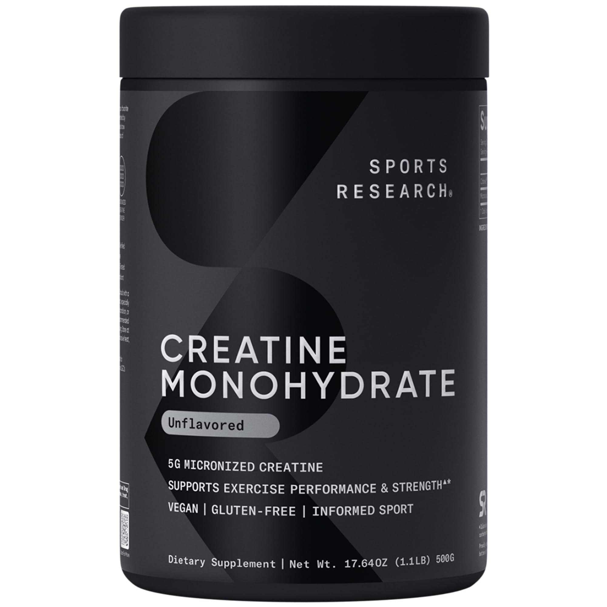 Sports Research Creatine Monohydrate - Gain Lean Muscle, Improve Performance and Strength and Support Workout Recovery* - 5 g Micronized Creatine - 17.46 oz