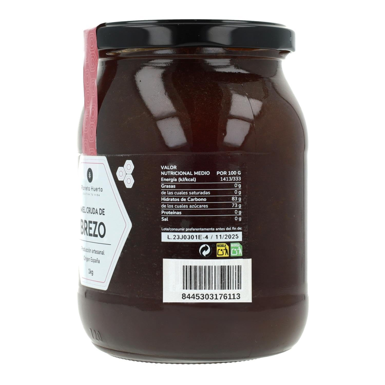 Miel Cruda de Brezo 1 Kg 100% Natural - PLANETA HUERTO, Sin Filtrar, Origen España