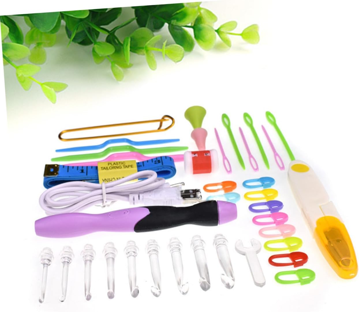 38Pcs Lighted Crochet Hooks Set with LED for DIY Weave Yarn