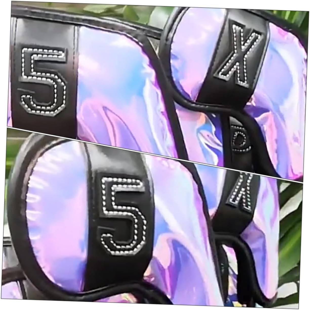 10Pcs Golf Club Covers TPU Iron and Putter Covers Wear-Resistant with Rainbow Black Trim for Weather and Impact