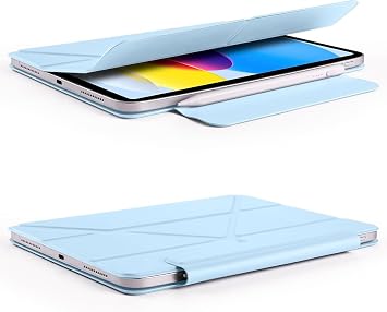 M.tk Moveteck iPad 10. Nesil 10.9 inç ve 11. Nesil ile Uyumlu Kılıf, Manyetik Kapanma, Çok Açılı Stand, Otomatik Uyku/Uyanma, Açık Mavi