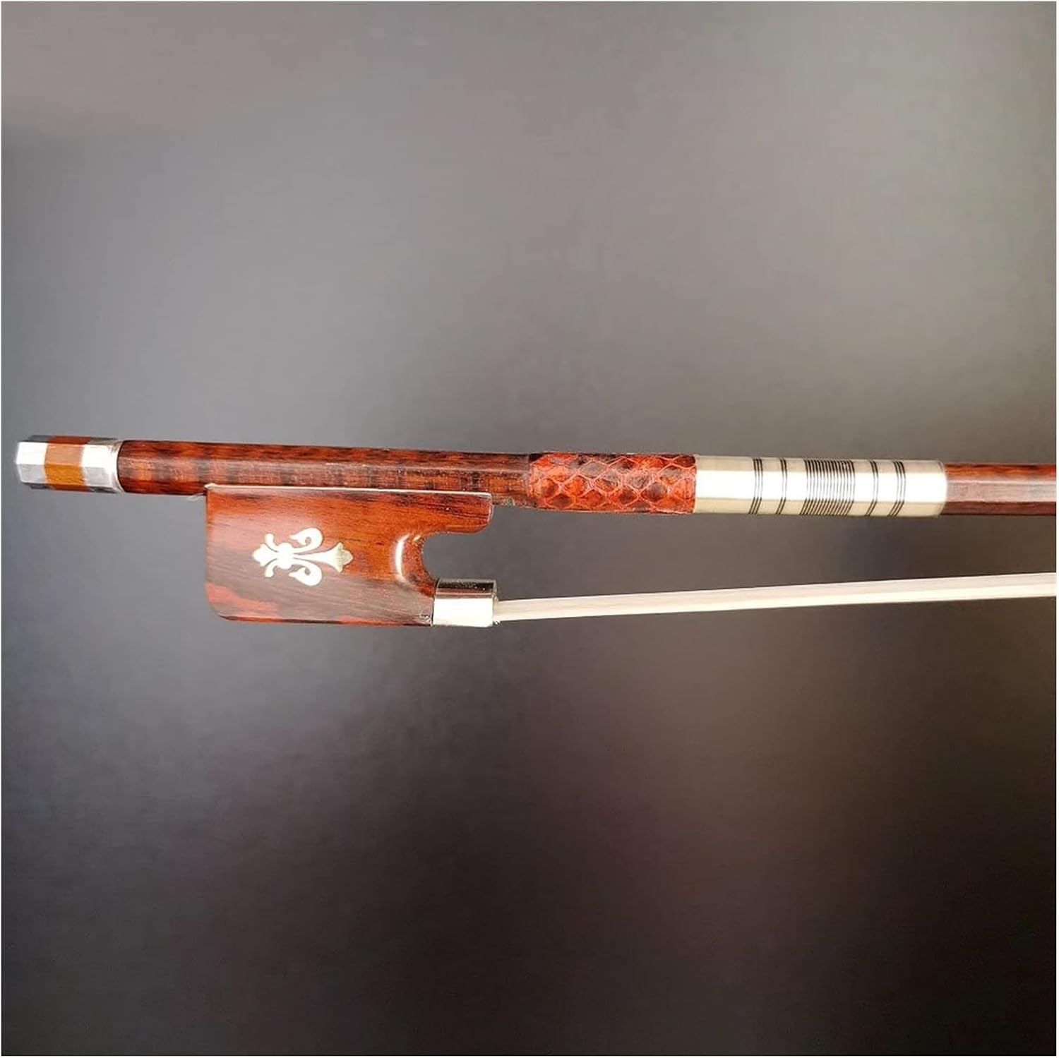 ヴァイオリンの弓の相棒 ヴィオラ弓スネークウッドラウンドバースネークウッドカエル花ニッケル銀の部品 (Color : 16.5)