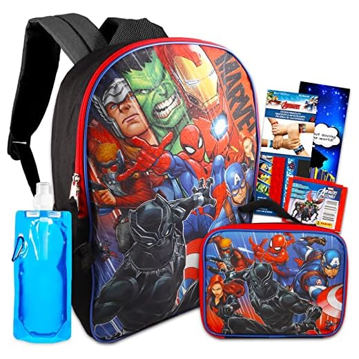 Marvel Store Marvel Avengers School Supplies Bundle - Ultimate Marvel Bundle with Backpack, Insulated Lunch Box, and Water Pouch Plus avengers water bottle avengers lunch box 0