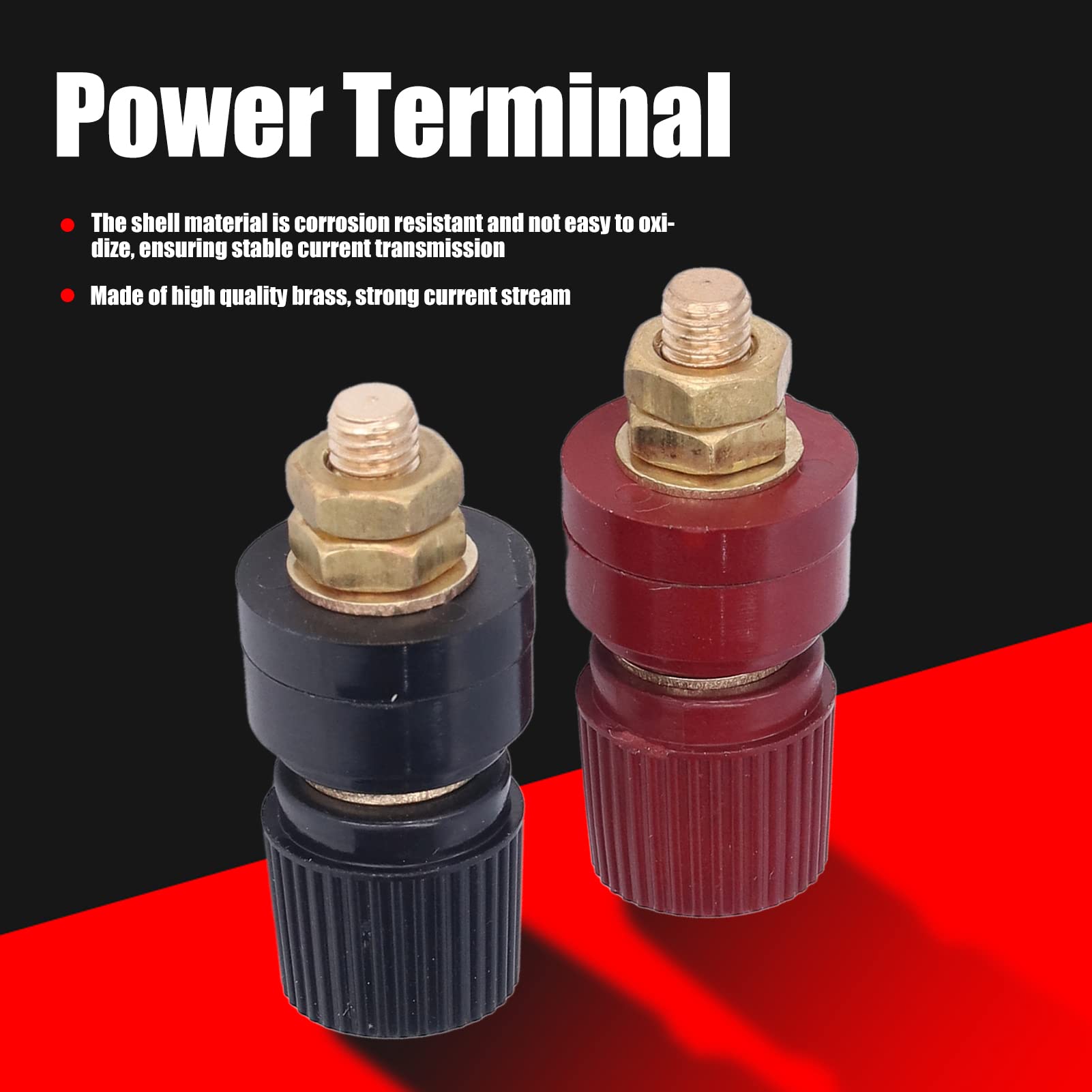 Bornes rouges noires, borne d'alimentation d'installation facile en laiton M6 flexible pour générateurs pour VR pour navires