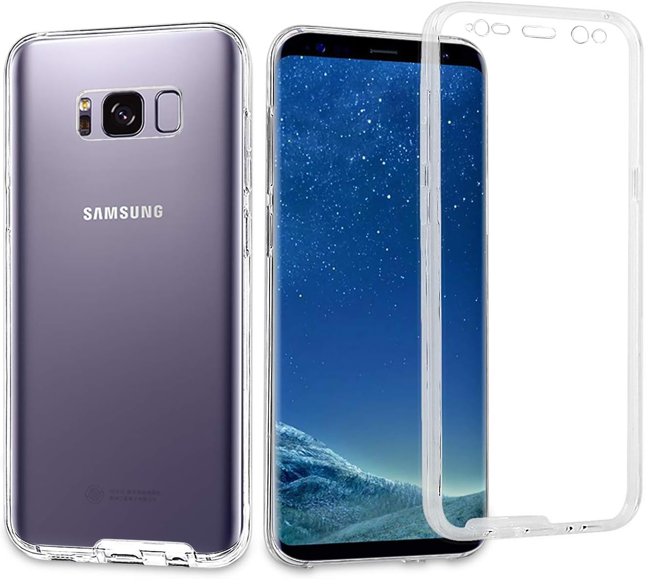 Casetego Compatible with Galaxy S8 Plus Case,360 Full Body Two Piece Slim Crystal Transparent Case with Built-in Screen Protector for Samsung Galaxy S8 Plus,Clear