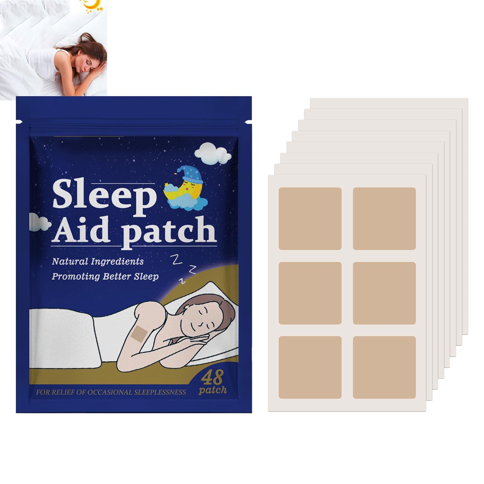 NALACAL Deep Sleep Patches for Adults, 48 Pcs Sleep Aid Pads, Natural Sleeping Stickers to Improve Sleep Quality, Relaxing Night Sleep Patches, Sleep Aid Patches for Men and Women