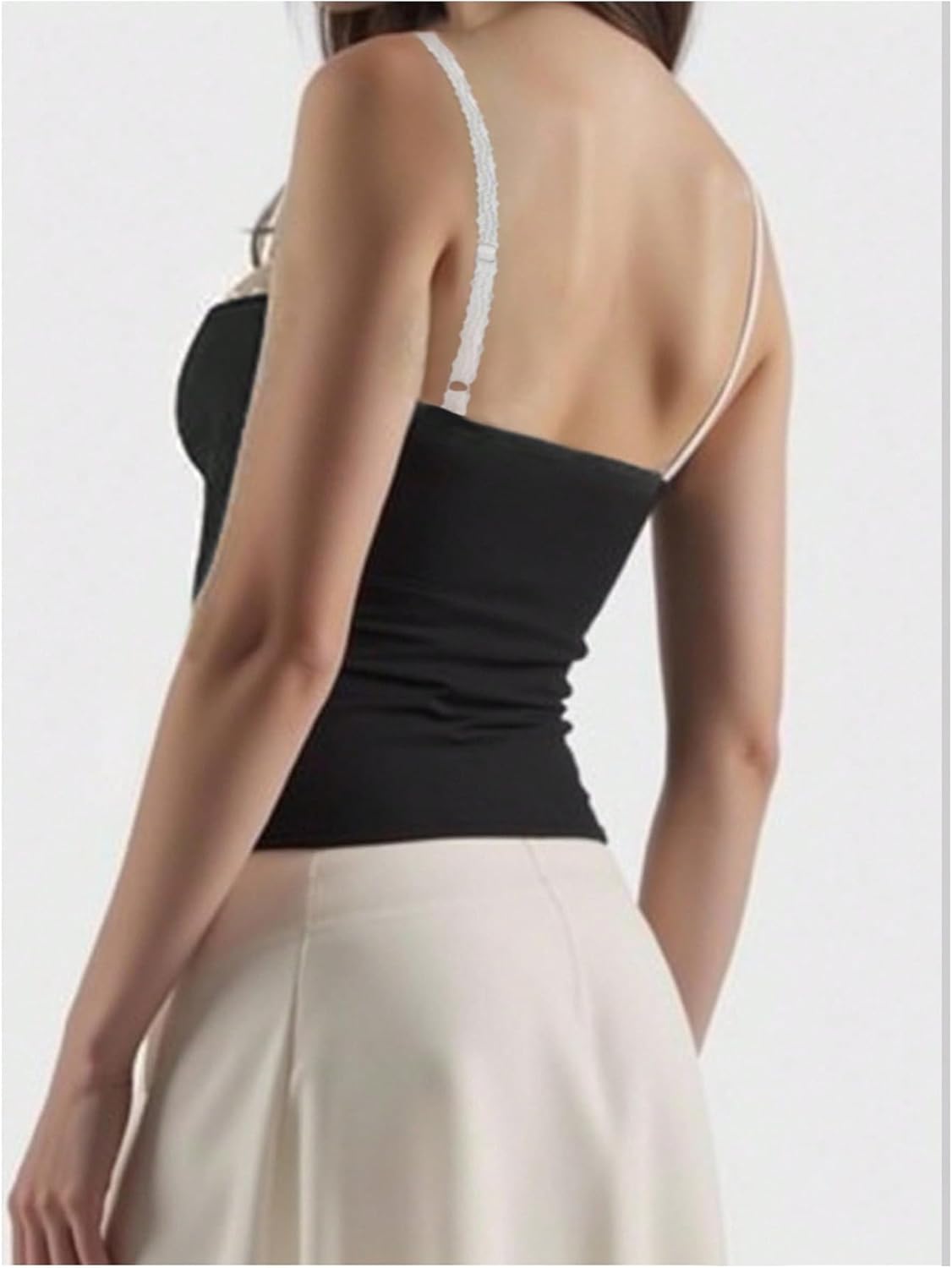 MakeMeChic Women's Plus Size Crop Tank Top Lace Spaghetti Strap Sleeveless Camisole - Image 3