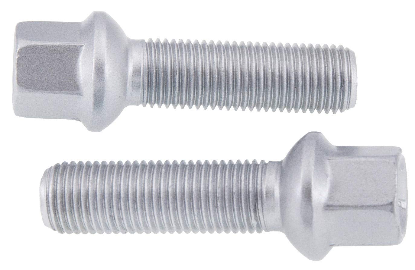 Levando 20 sztuk śrub do kół M14 x 1,5 długość trzpienia 50 mm R13 D = 26 mm SW17 – zestaw śrub do kół pasujących do modeli Audi A, VW Golf, Passat, Polo, UVM, kolor srebrny