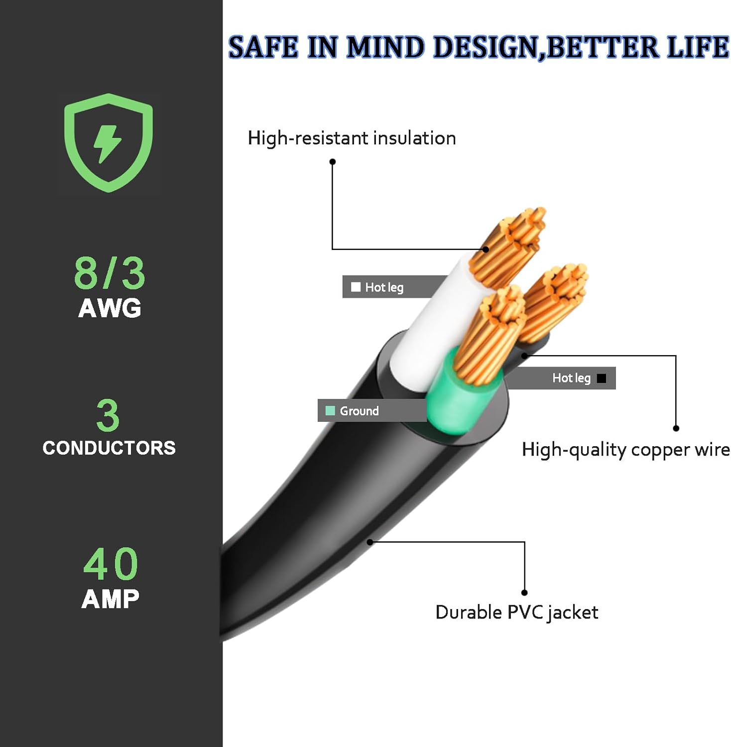 25FT 220V 40AMP Welder Extension Cord, 8 Gauge Heavy Duty Industrial NEMA 6-50 Welding Machine Cord with Lighted End for MIG TIG, ETL Listed
