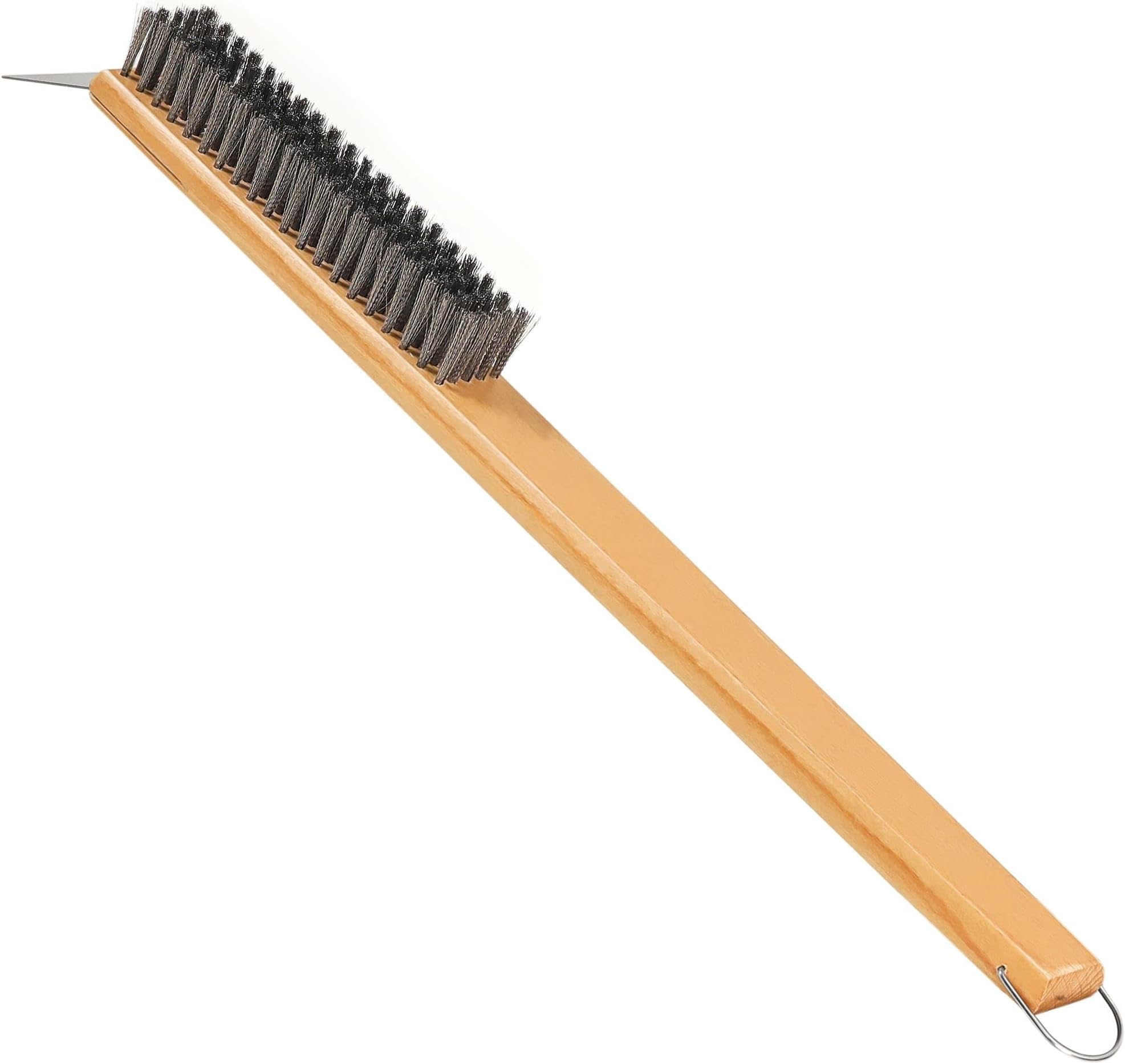 LRUI Pizza Oven Brush,Stainless Steel Wire Oven Brush with Wooden Handle,Outdoor Pizza Oven Tool.