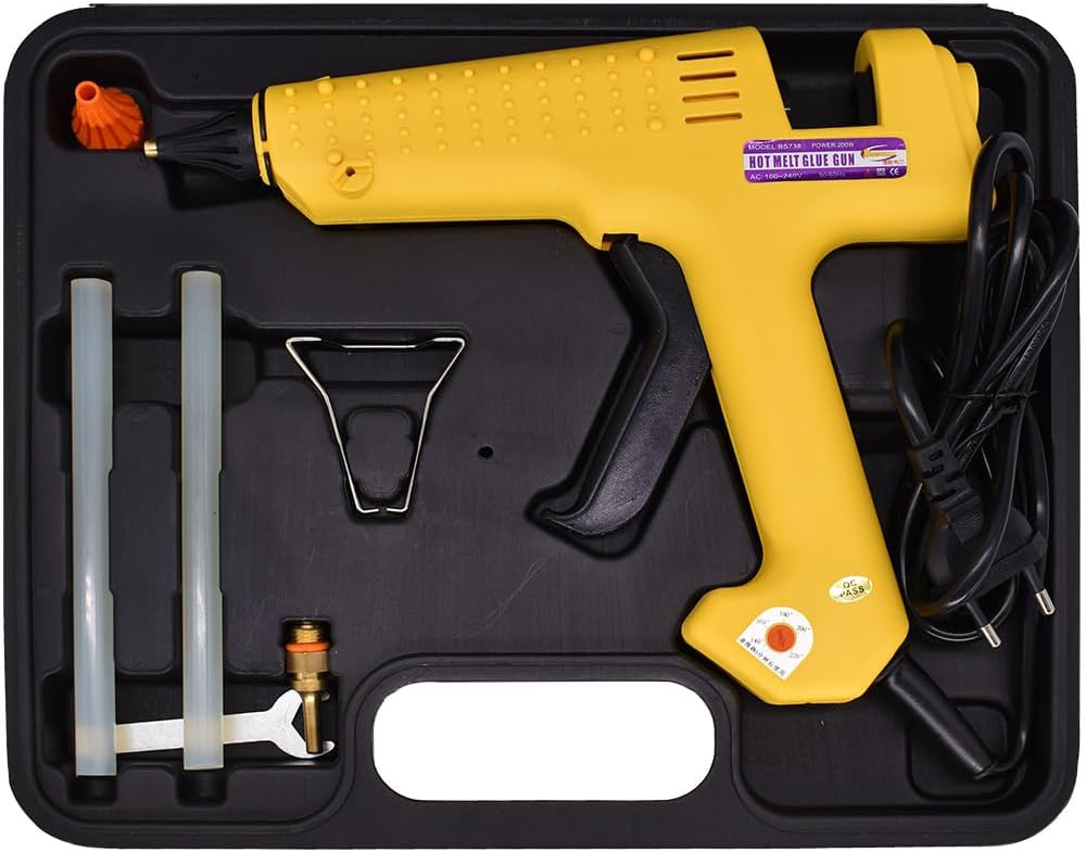 250 Watts Glue Gun Kit, Include 0.43" 11mm Glue Sticks Copper Nozzles Nozzle Covers Aluminium Spanner with Power Switch Full Size Hot Melting Glue Gun, Tool Kit Box, US Plug