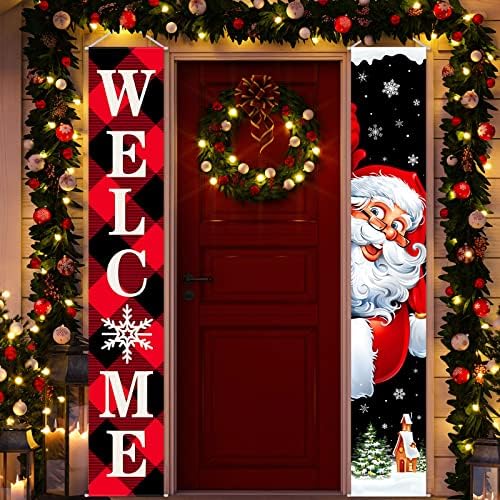 Avezano Merry Christmas Santa Door Banner - 71x35 Inch Holiday Door Cover Decor For Indoor & Outdoor - View #2
