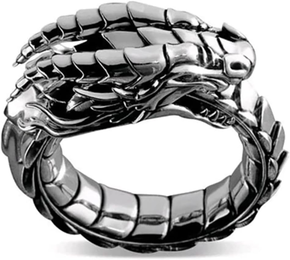 SFDSOKM ドラゴンリング 男女兼用 ステンレススチール ゴシック バイカー パンク