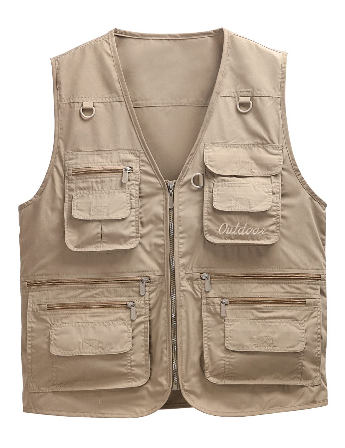 Sukany Men's Khaki Vest Utility Shooting Safari Travel Cargo Outdoor Lightweight Work Photo Vest With Pockets S