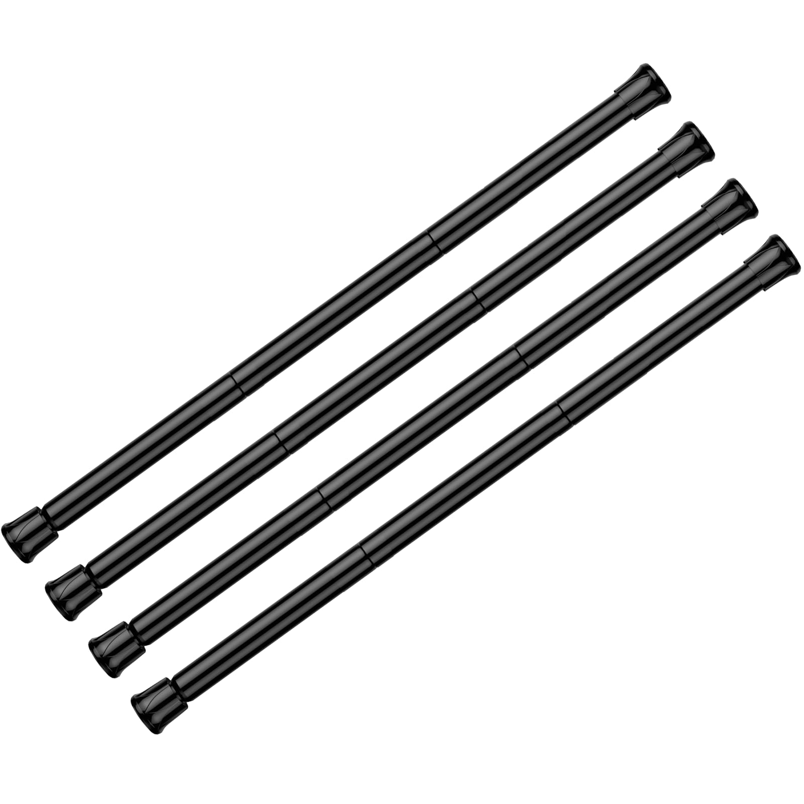 AIZESI Lot de 4 tringles à rideaux extensibles et réglables de 71 à 122 cm pour fenêtre, porte, placard, salle de bain, cuisine - Noir