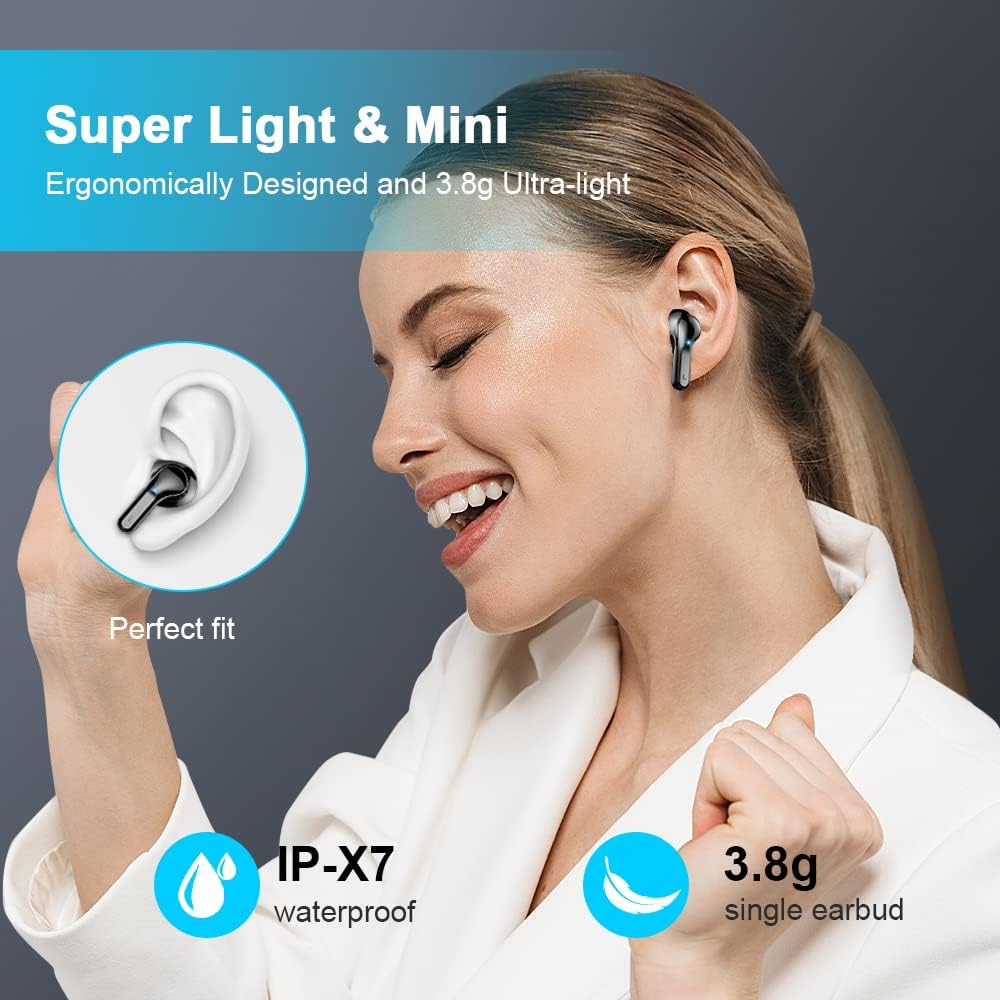 Ordtop Wireless Earbuds, 2026 Bluetooth 5.4 Headphones NEW Ear Buds Black — Amazon image 5