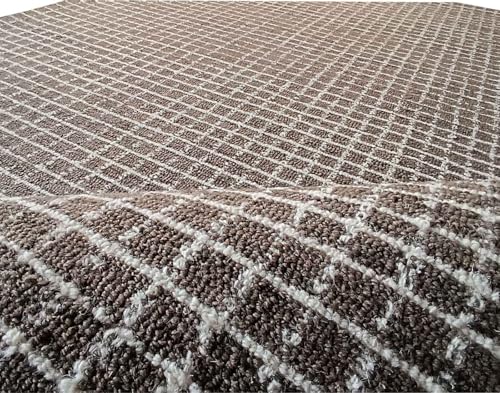 Image of Spectrum Pattern Wool Carpet with Loop Texture Yarn Anti Shedding Carpet Size 5x7 Feet A0 Brown Color