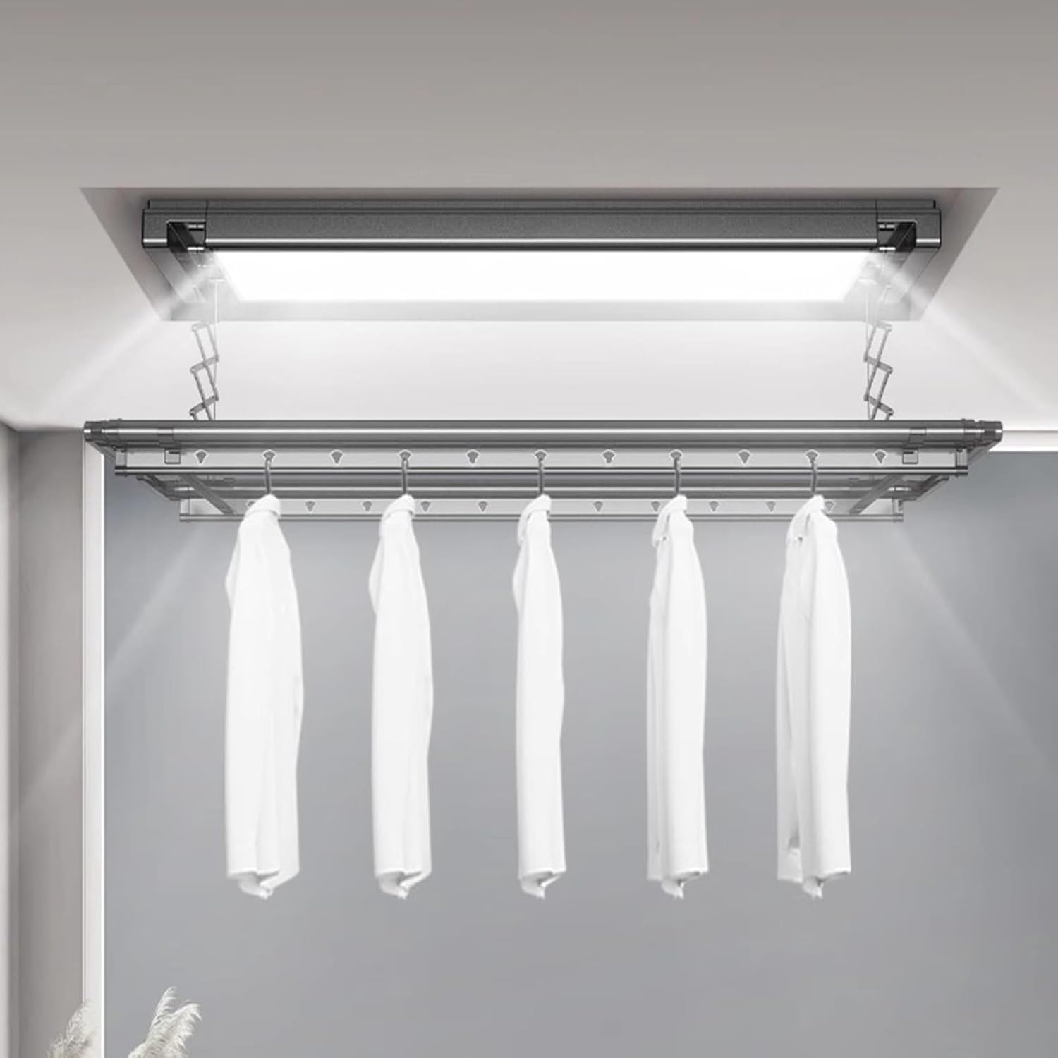 Ceiling Clothes Drying Rack Invisible Drying Rack Balcony Electric Clothes Hanger Ultra Thin Home Remote Control Lifting Automatic Telescopic Clothes Hanger Lift Ceiling-