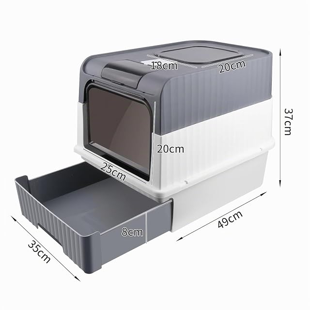 Foto 7 de 8 de Baño para Gatos, Bandeja de Arena Cerrada, Arenero para Gatos con Pala Inodoro para Mascotas con 2 Puertas