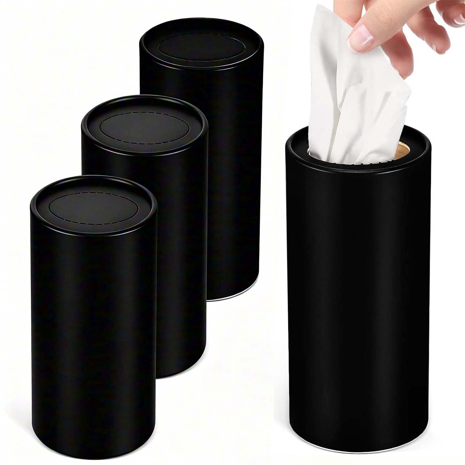 4 Pcs Car Tissues for Peugeot 206CC 207CC 3008 307CC 307SW, Car Tissue Holder, Tissues Cylinder with Space Saving Design, Portable Cylinder Round Tissue Boxes Container