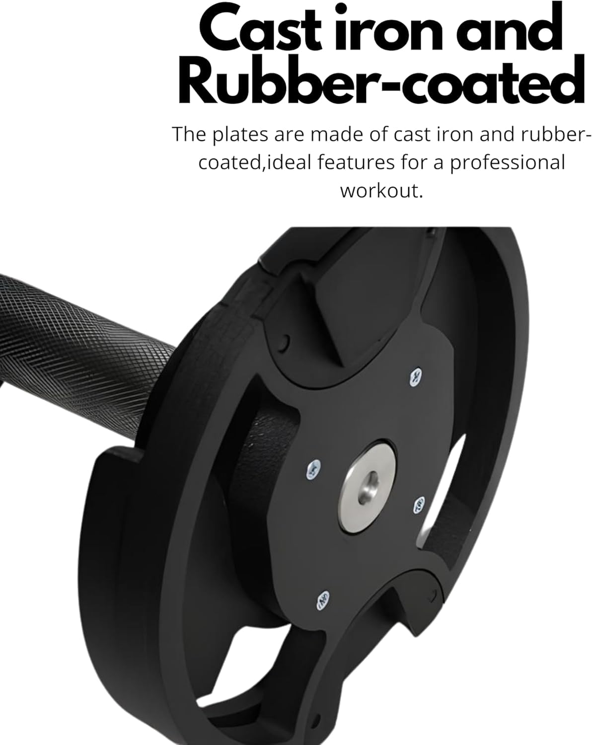1 Manubrio Regolabile 32 Kg, Manubrio Rivestito in Gomma e Impugnatura Acciaio, Attrezzi per Palestra e Home Gym 2-32Kg