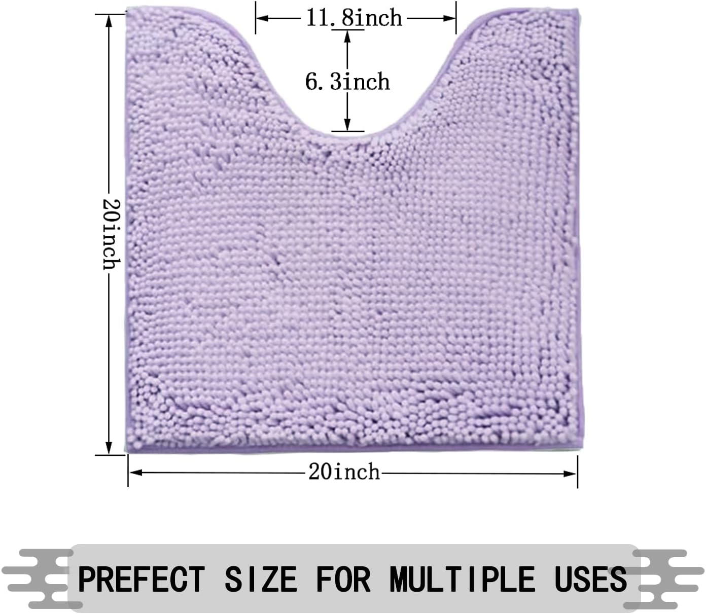 Toilet Rugs U Shaped Washable 20''x20'',Ultra Soft Absorbent Chenille Non Slip Contour Bathroom Rugs for Toilet,Dry Quickly, Machine Washable Bath Mats,Lavender Purple - Image 2